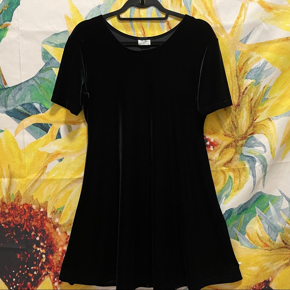 FIRE USA | Women’s Vintage Y2K Velvet Stretch Swing A Line Dress Black EUC